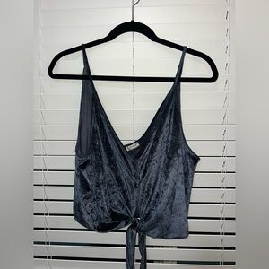 Free People Dark Gray/Blue Velvet Tank Top